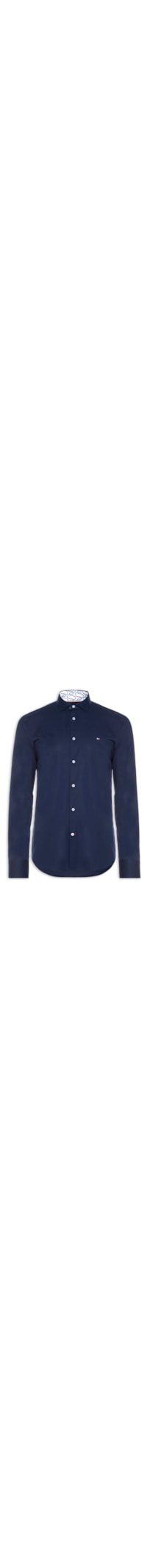 Camisa Masculina Social Slim Fit Detalhe Contrastante Poplin - Azul