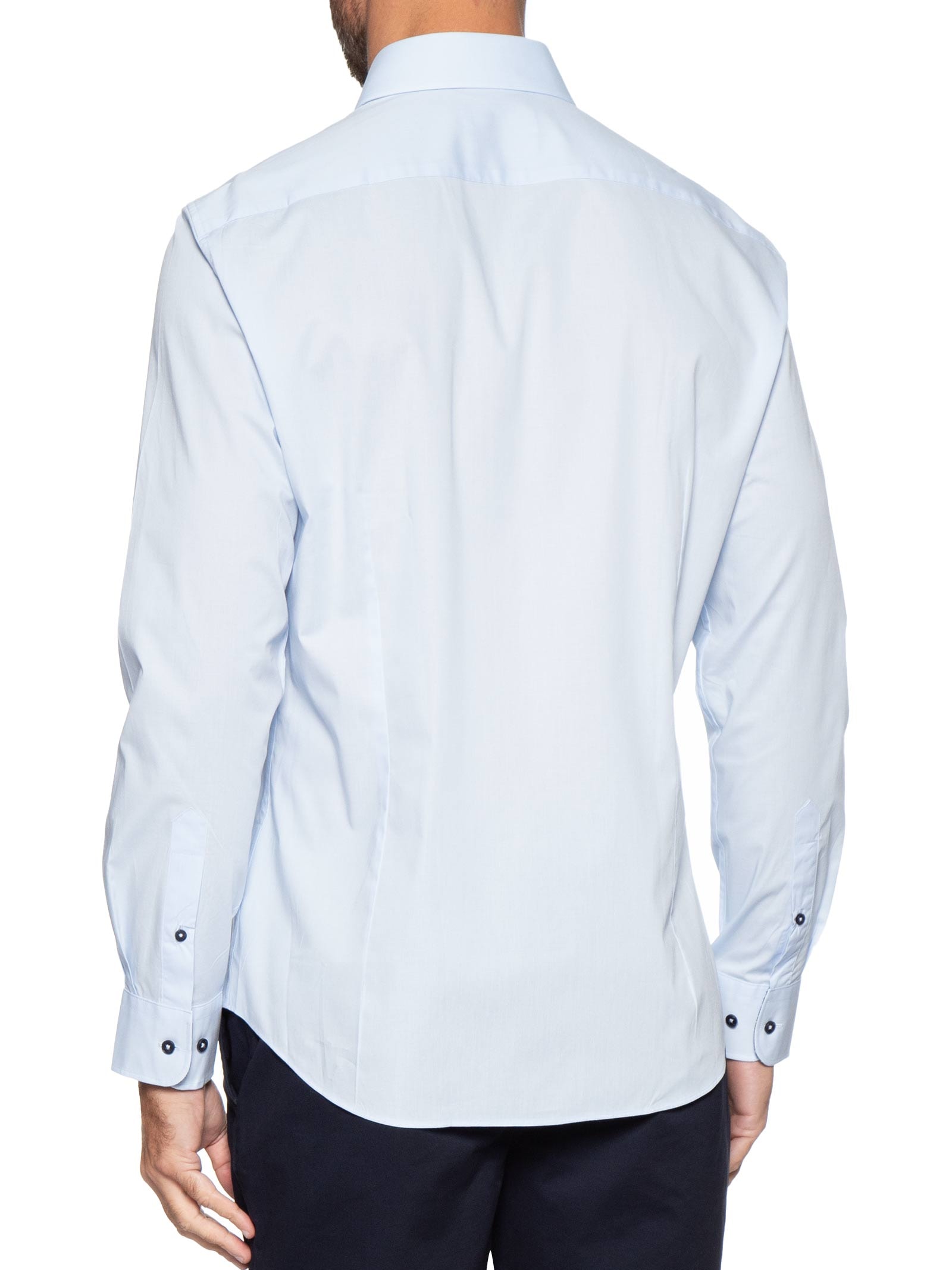 Camisa Masculina Social Slim Fit Detalhe Contrastante Poplin Azul Tommy Hilfiger