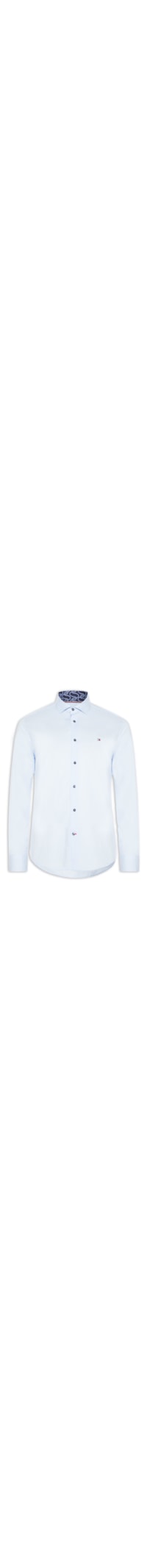 Camisa Masculina Social Slim Fit Detalhe Contrastante Poplin - Azul