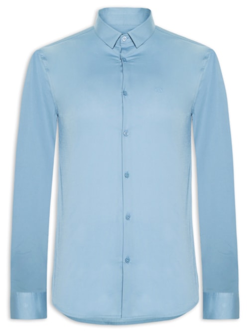 Camisa Masculina Social Slim Fit Em Algodão – Azul