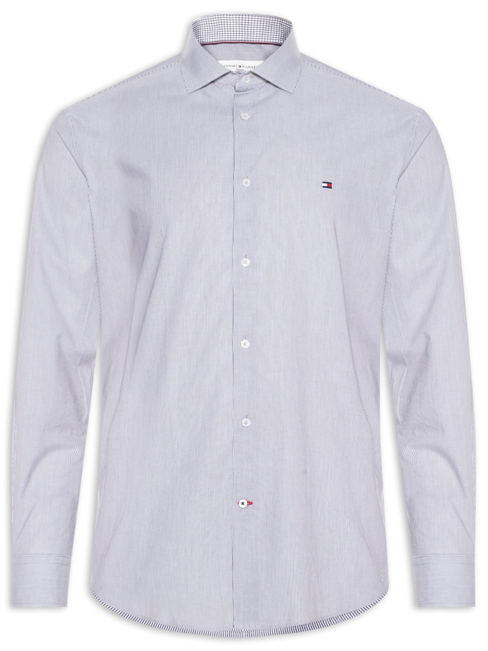 Camisa Masculina Social Slim Fit Listras Preto Tommy Hilfiger