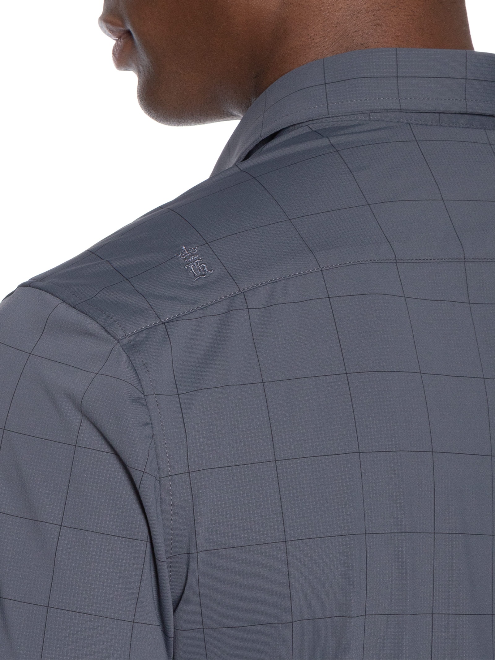 Camisa Masculina Social Slim Fit Power Quadros Cinza Sergio K