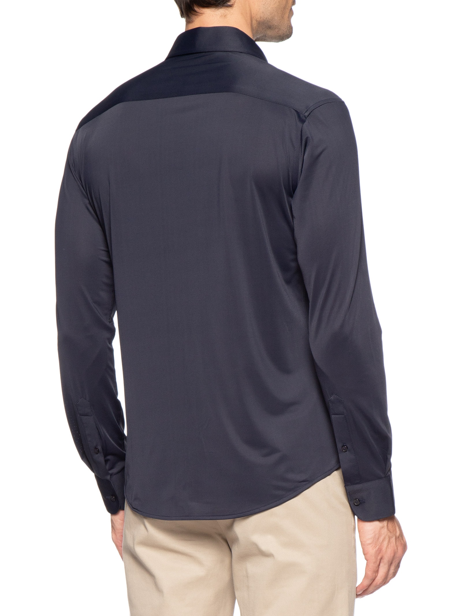 Camisa Masculina Social Slim Fit Tech Dots Respirável Azul '2 Essential