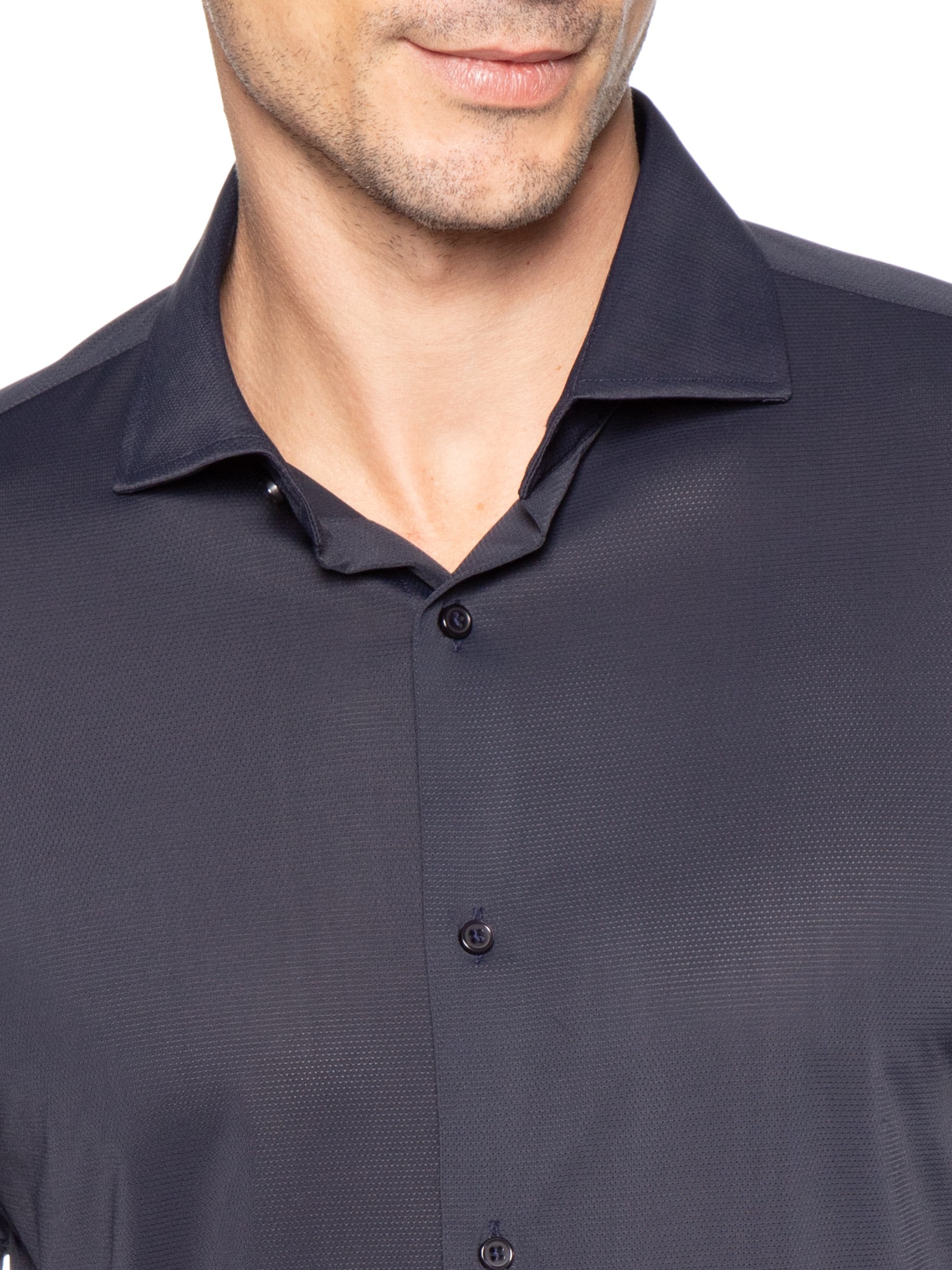 Camisa Masculina Social Slim Fit Tech Dots Respirável Azul '2 Essential