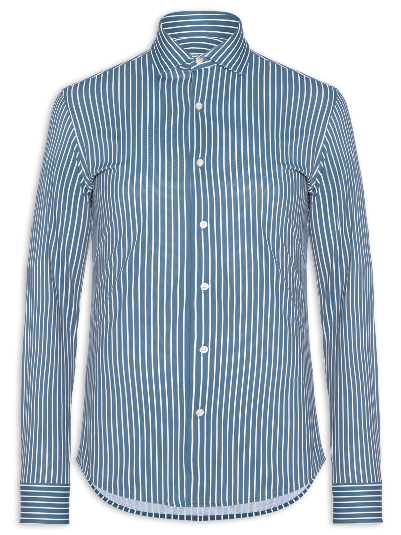 Camisa Masculina Social Slim Fit Tech Dots Respirável Azul '2 Essential