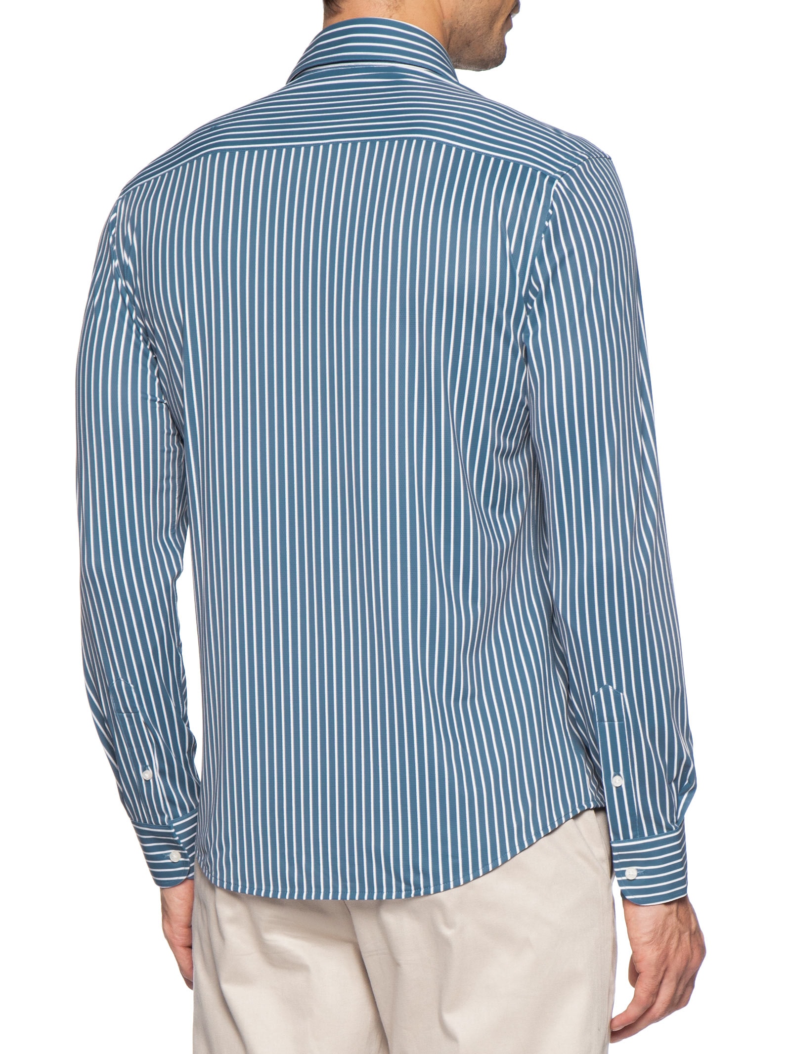 Camisa Masculina Social Slim Fit Tech Dots Respirável Azul '2 Essential