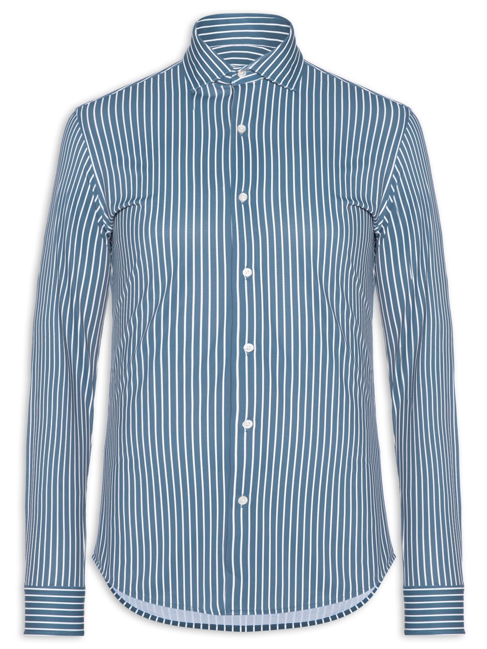 Camisa Masculina Social Slim Fit Tech Dots Respirável Azul '2 Essential