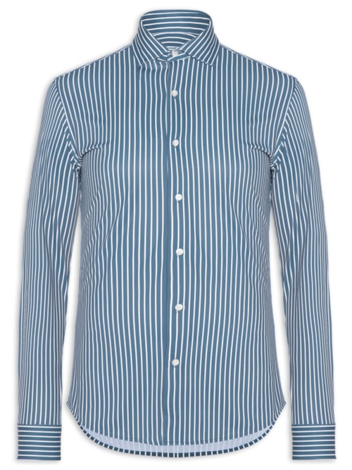 Camisa Masculina Social Slim Fit Tech Dots Respirável - Azul