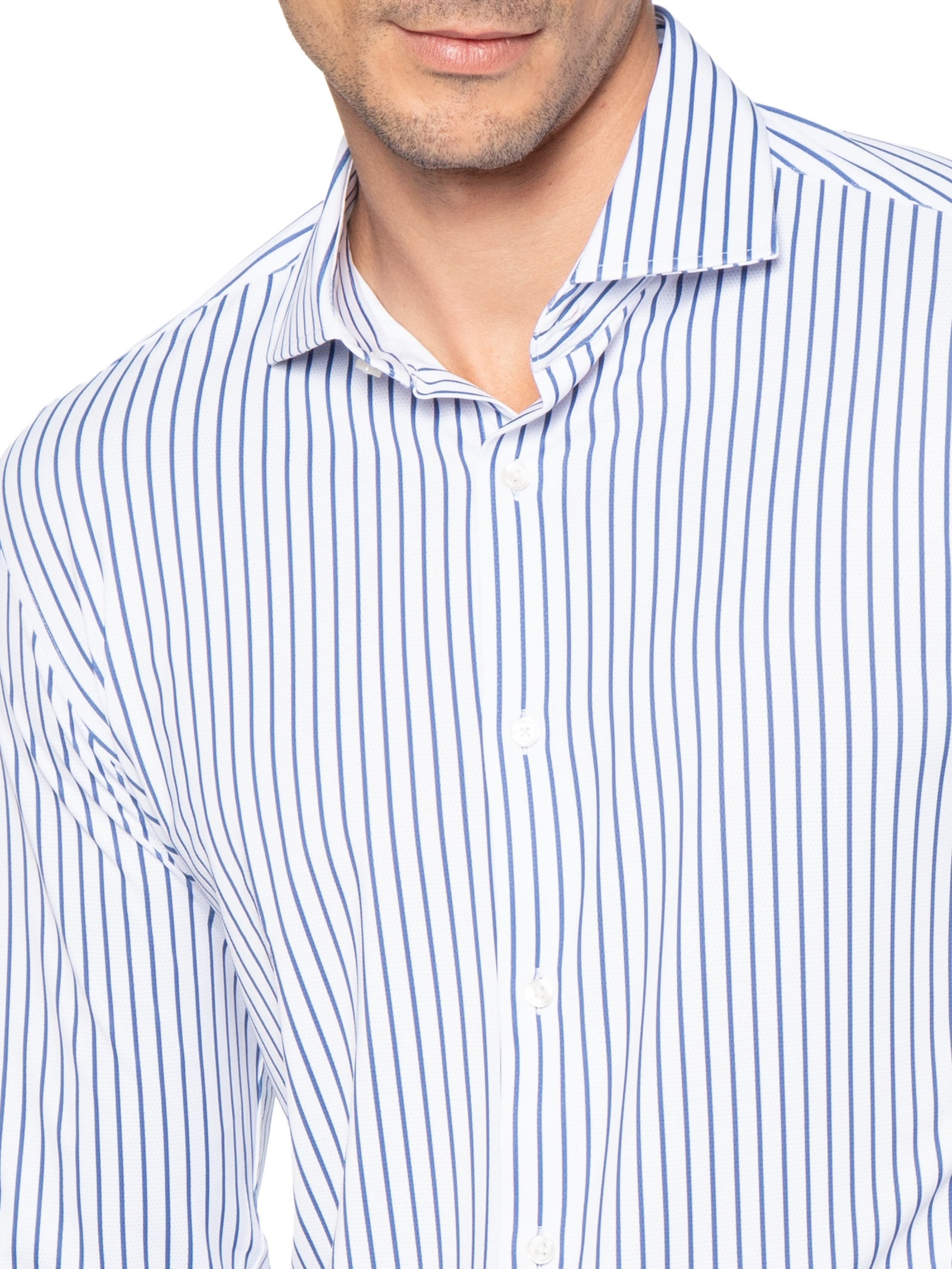 Camisa Masculina Social Slim Fit Tech Dots Respirável Azul '2 Essential