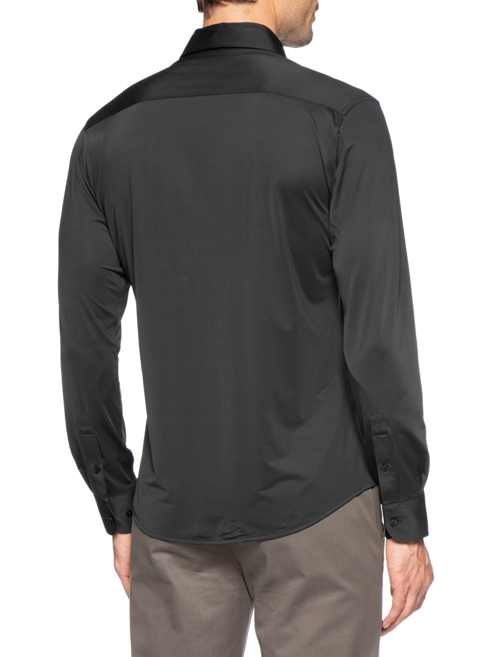 Camisa Masculina Social Slim Fit Tech Dots Respirável Preto '2 Essential