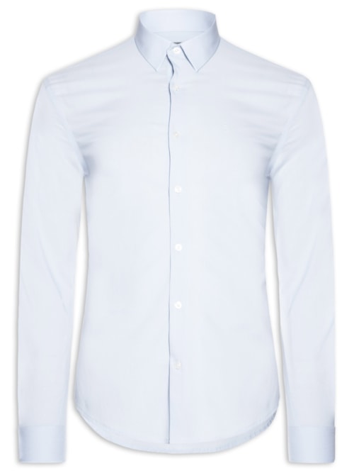 Camisa Masculina Social Slim Fit Tricoline Com Elastano – Azul