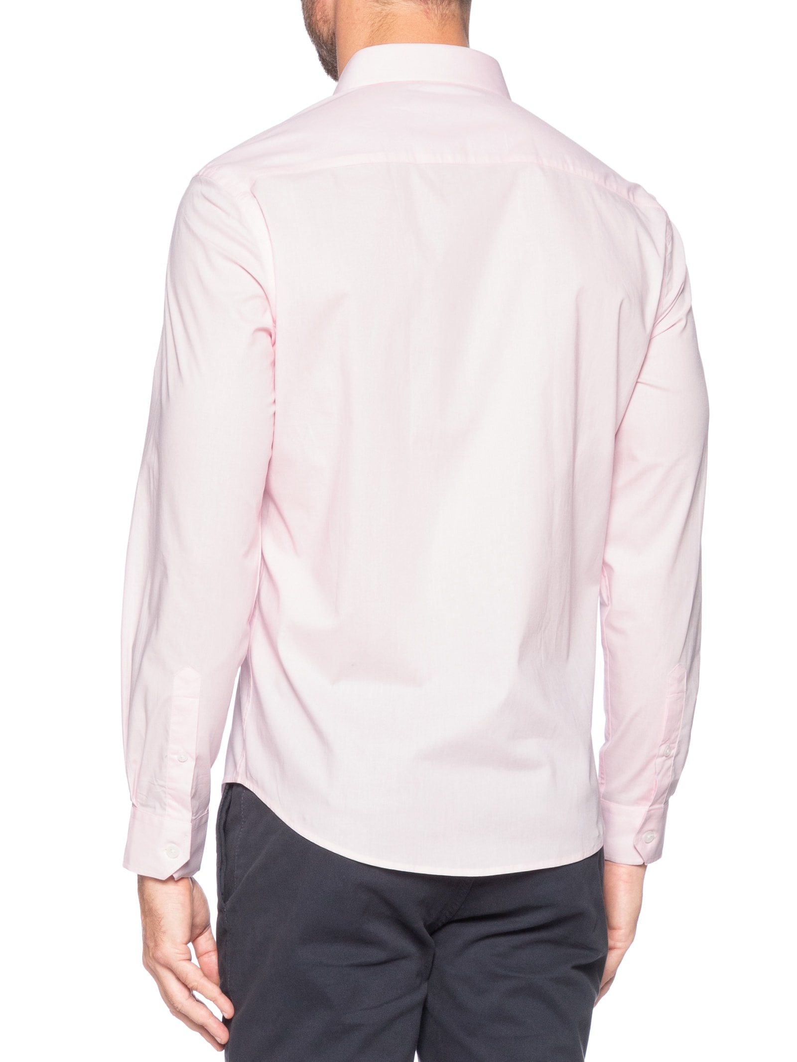 Camisa Masculina Social Slim Fit Tricoline Com Elastano Rosa Sergio K