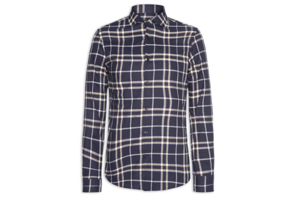 Camisa Masculina Social Slim Fit Xadrez - Azul