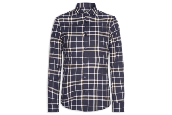 Camisa Masculina Social Slim Fit Xadrez - Azul