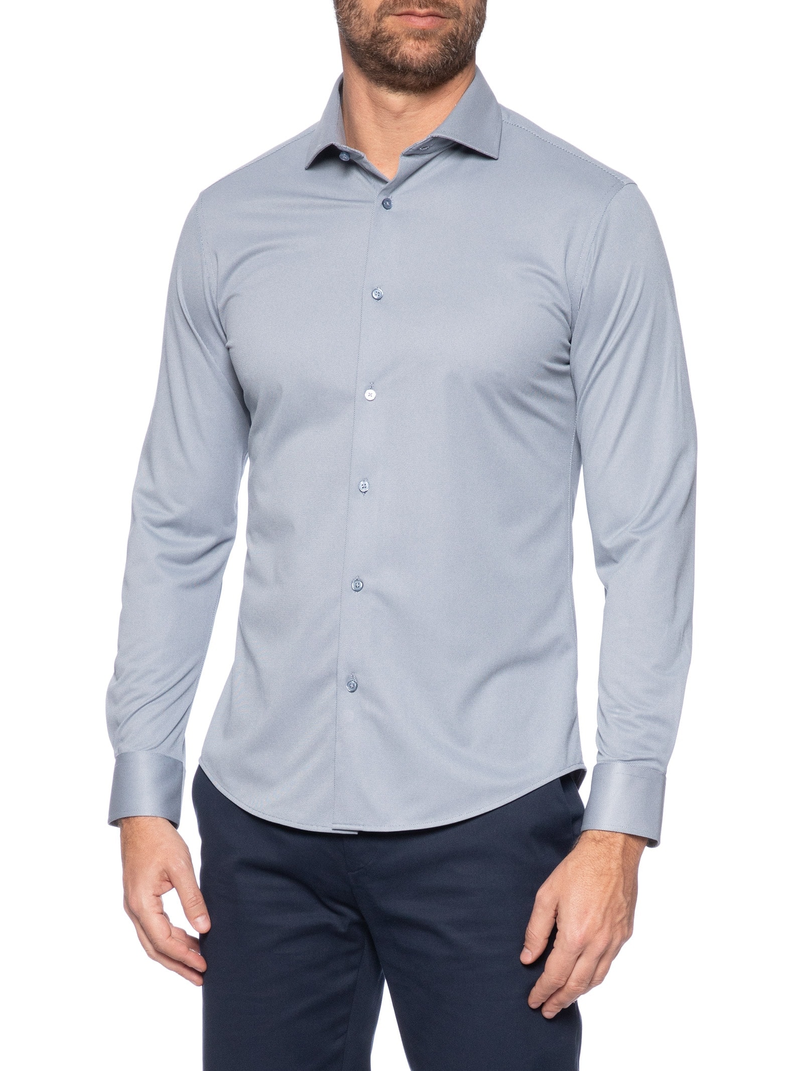 Camisa Masculina Social Tecnológico Manga Longa Azul '2 Essential
