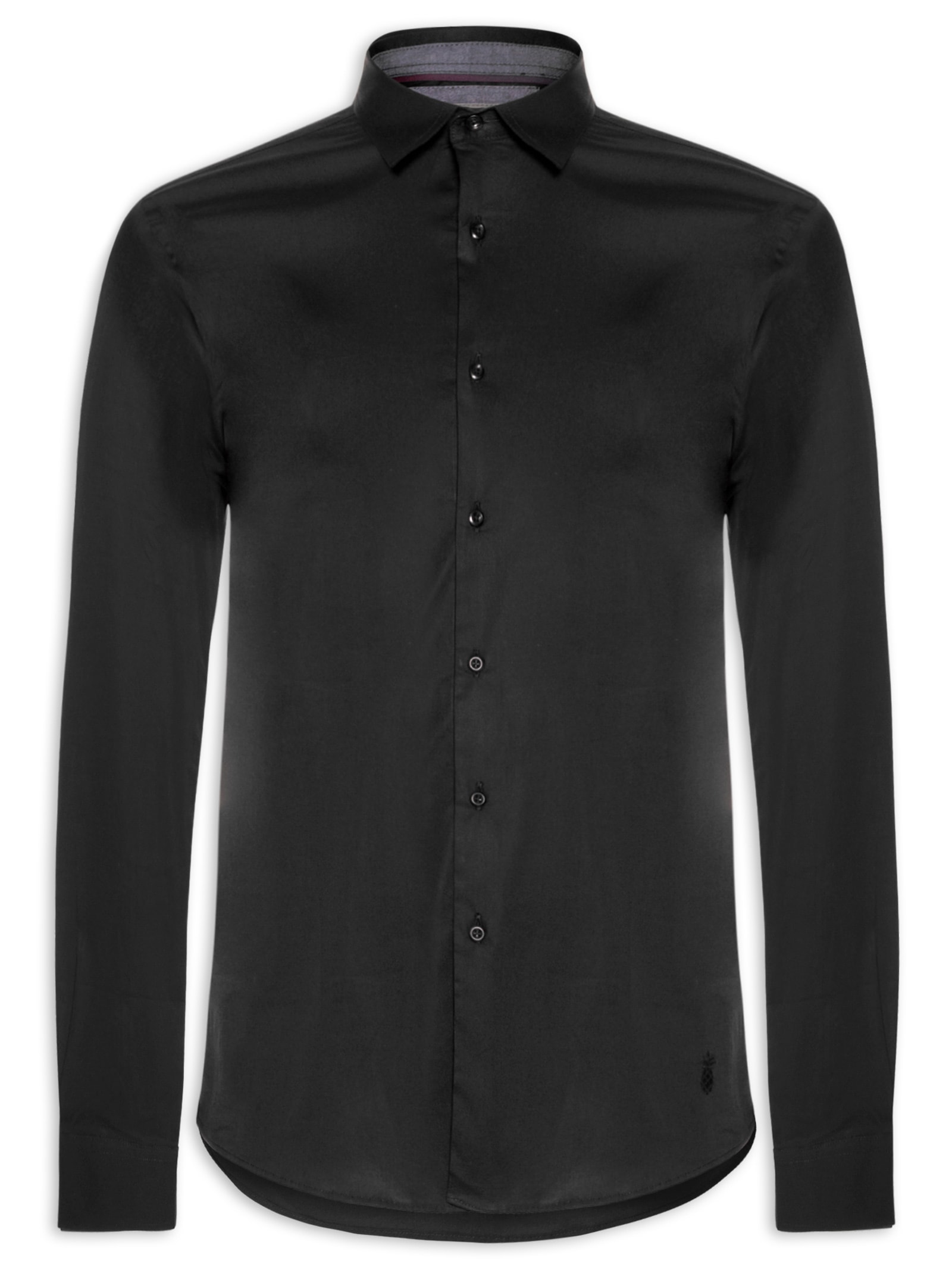 Camisa Masculina Stretch Fio 60 Preto Pineapple