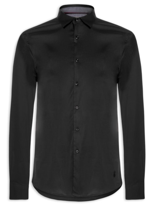 Camisa Masculina Stretch Fio 60 – Preto