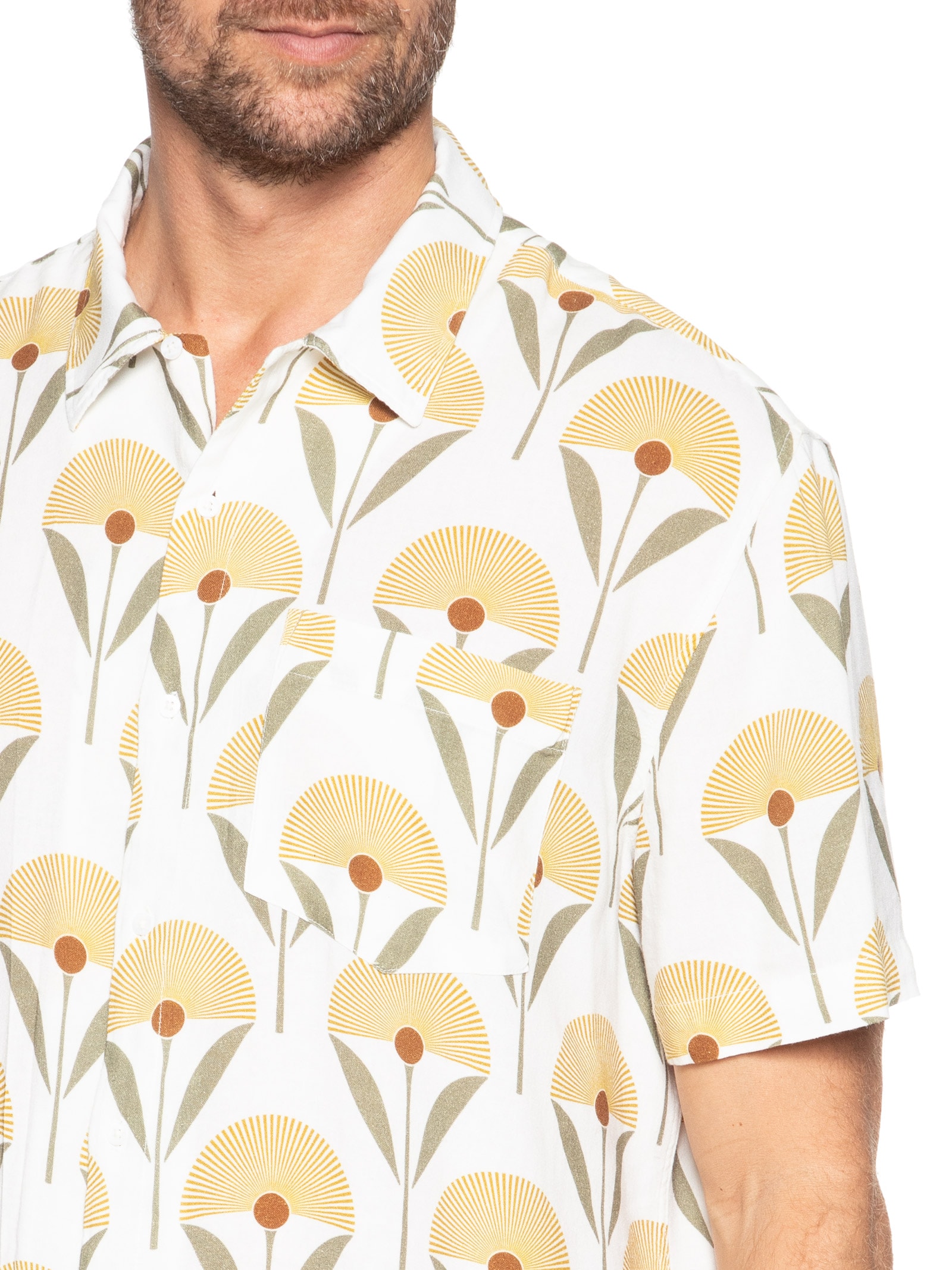 Osklen - Camisa Masculina Sunflower Color Manga Curta - Amarelo