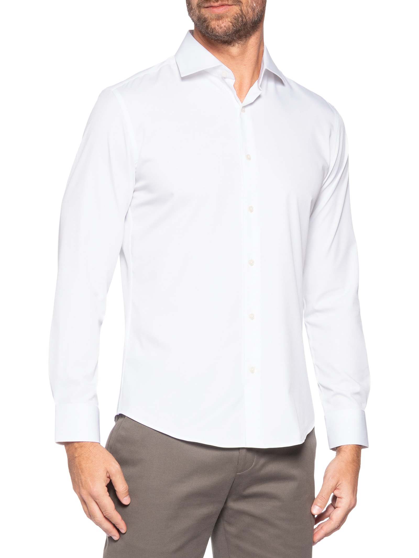 Camisa Masculina Tech Fibra De Bambu Slim Fit Branco '2 Essential