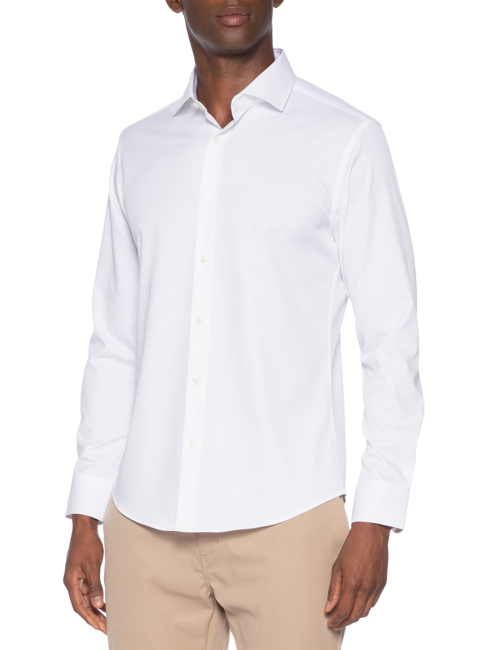 Camisa Masculina Tech Fibra De Bambu Slim Fit Branco '2 Essential