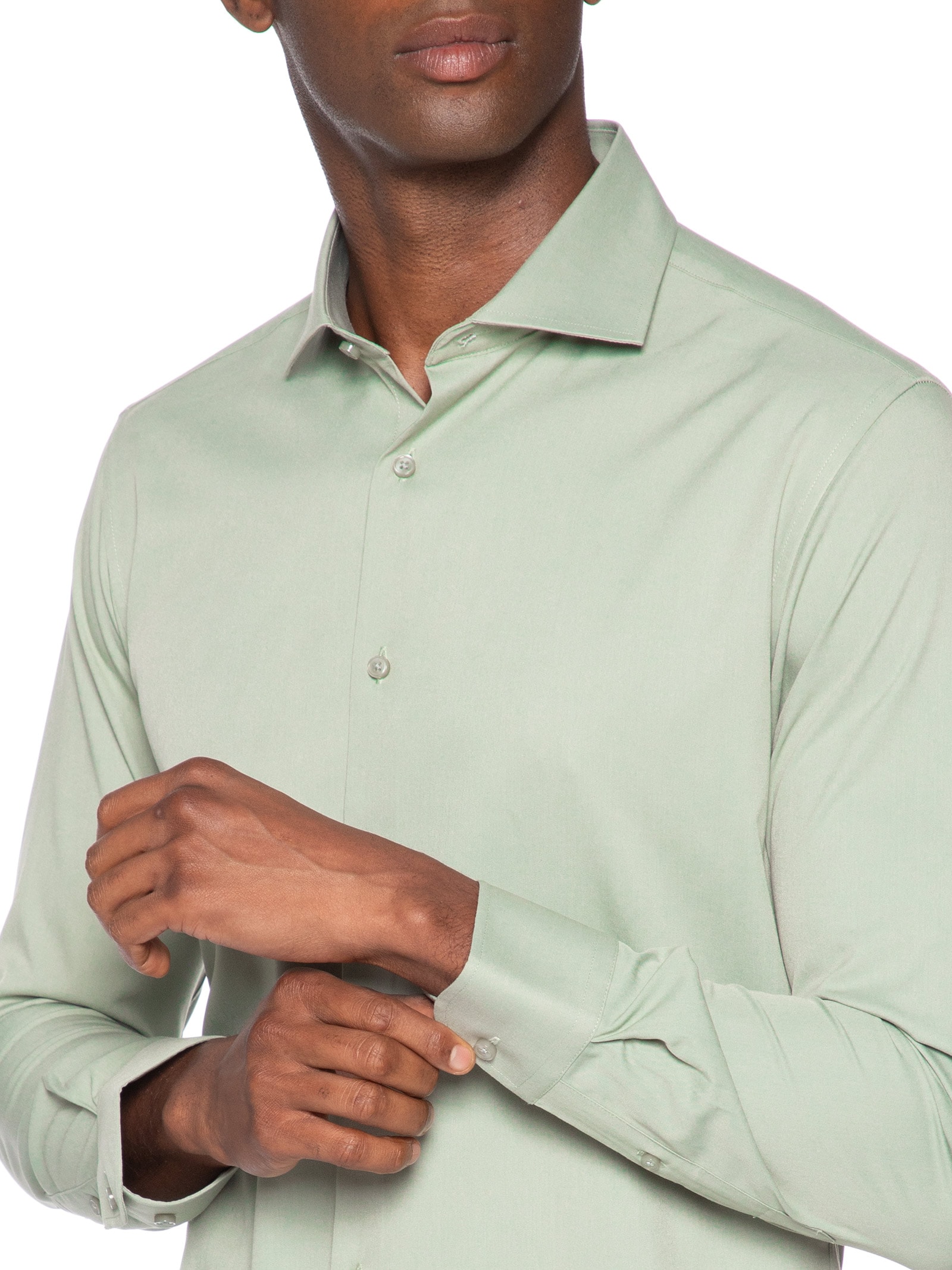 Camisa Masculina Tech Fibra De Bambu Slim Fit Verde '2 Essential