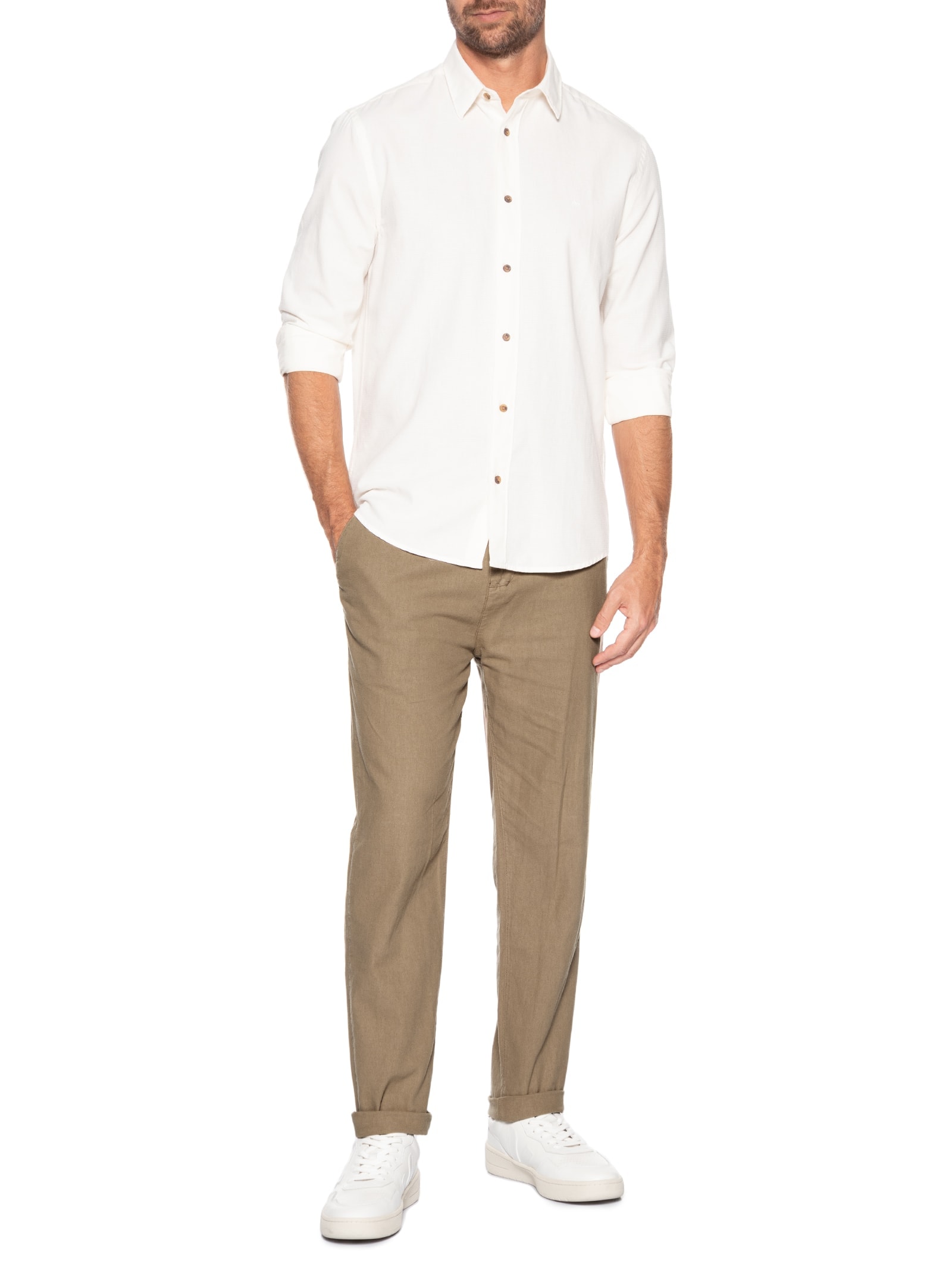 Camisa Masculina Textura Quadriculada Mini Branco Aramis