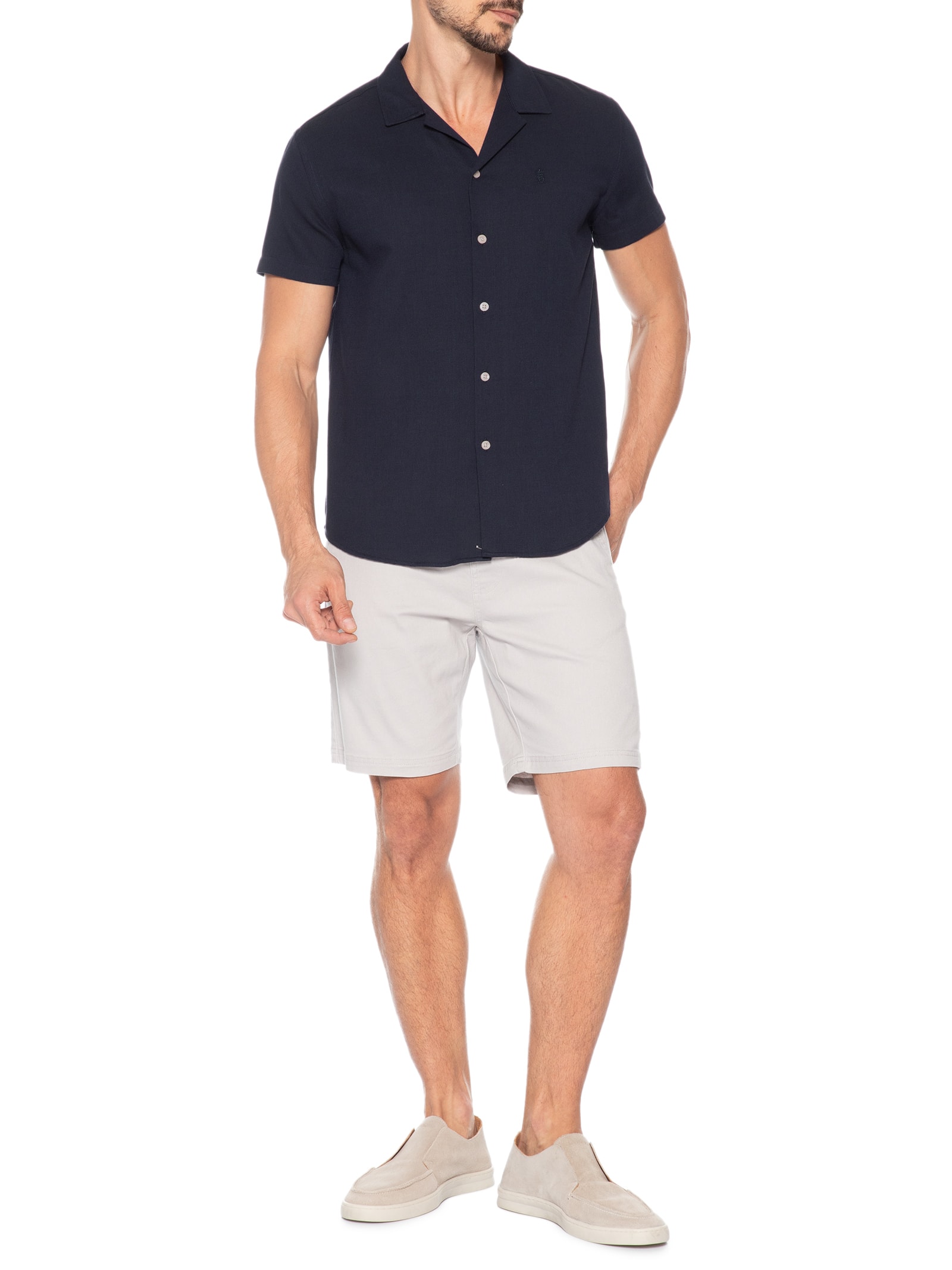 Camisa Masculina Texture Azul Sergio K