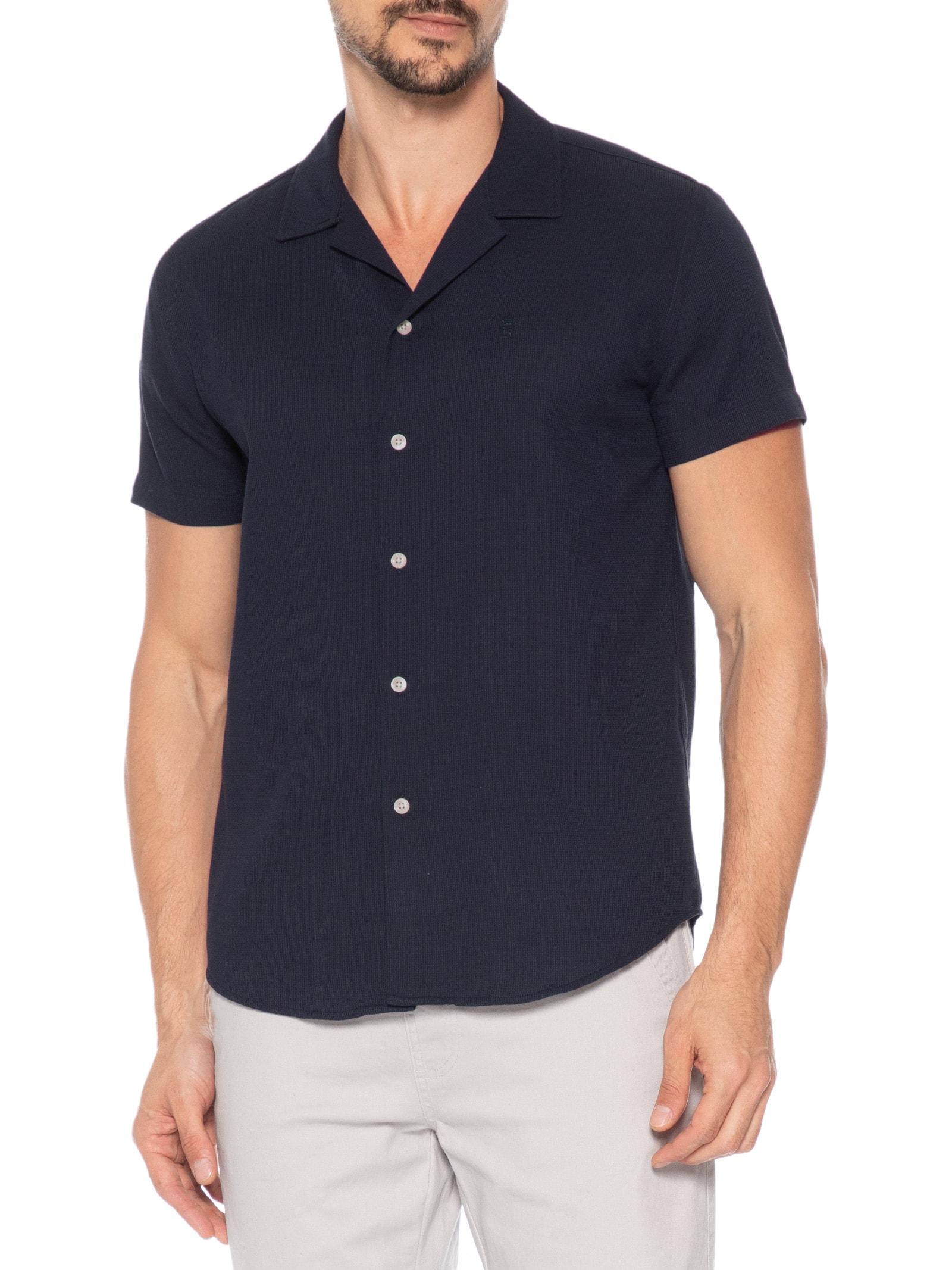 Camisa Masculina Texture Azul Sergio K