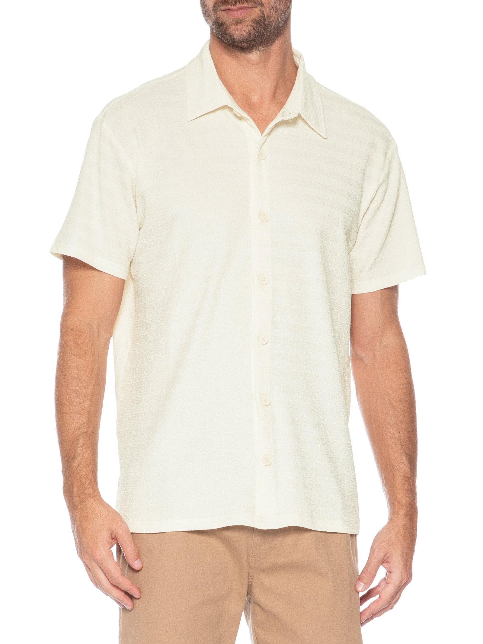 Camisa Masculina Texturizada Branco Basiq Men