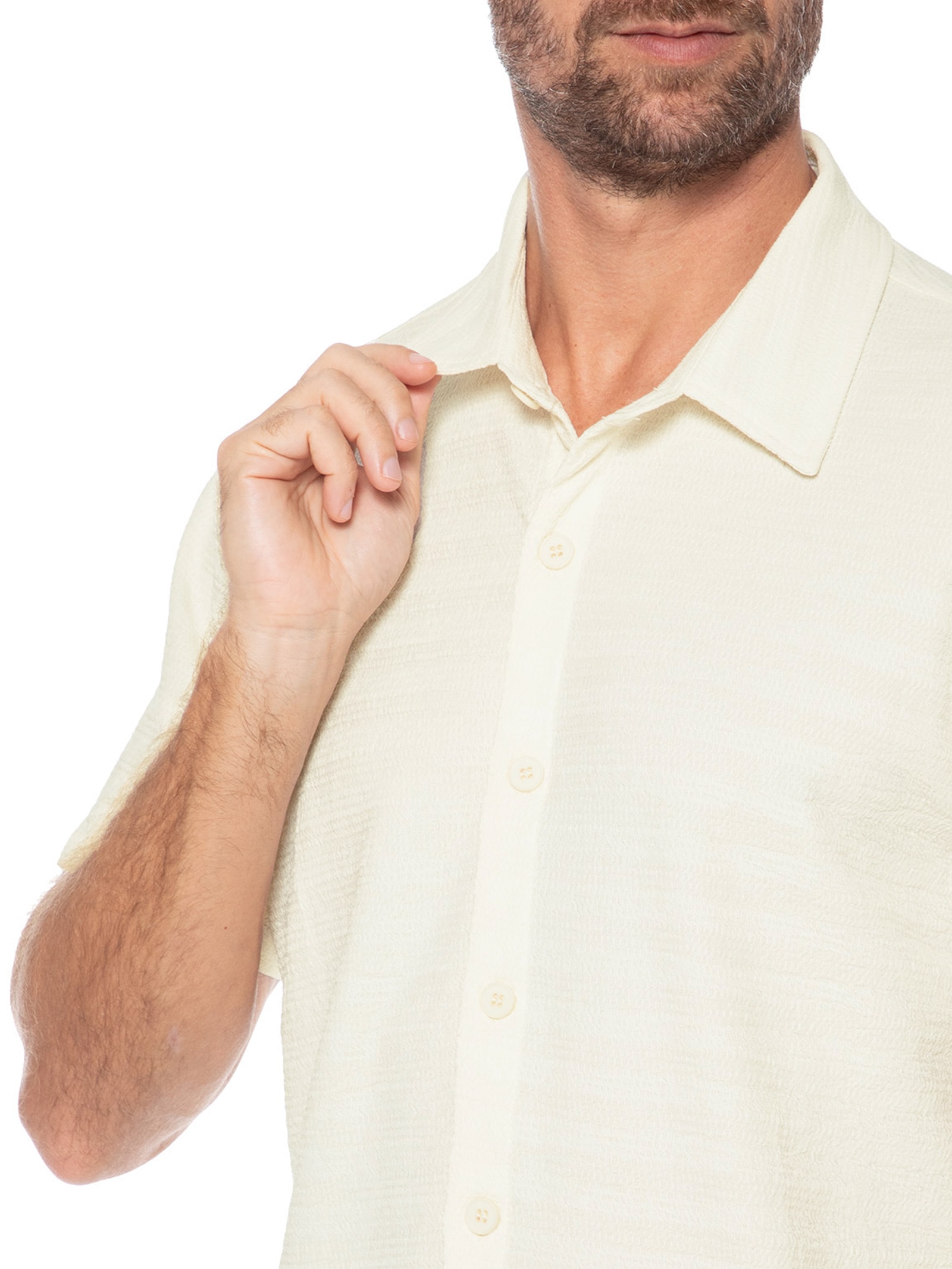 Camisa Masculina Texturizada Branco Basiq Men