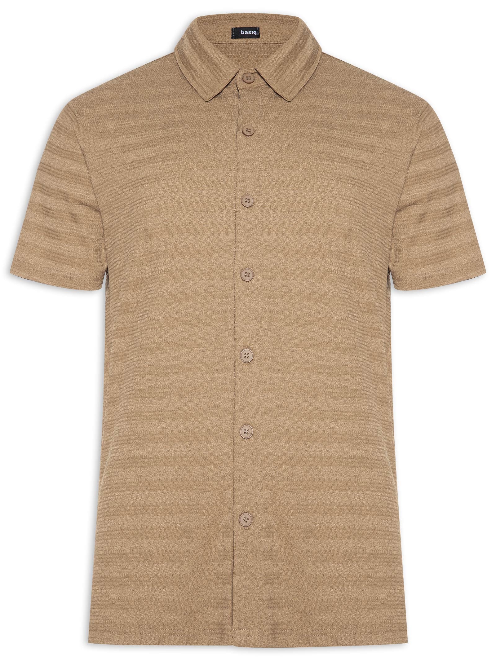 Camisa Masculina Texturizada Marrom Basiq Men