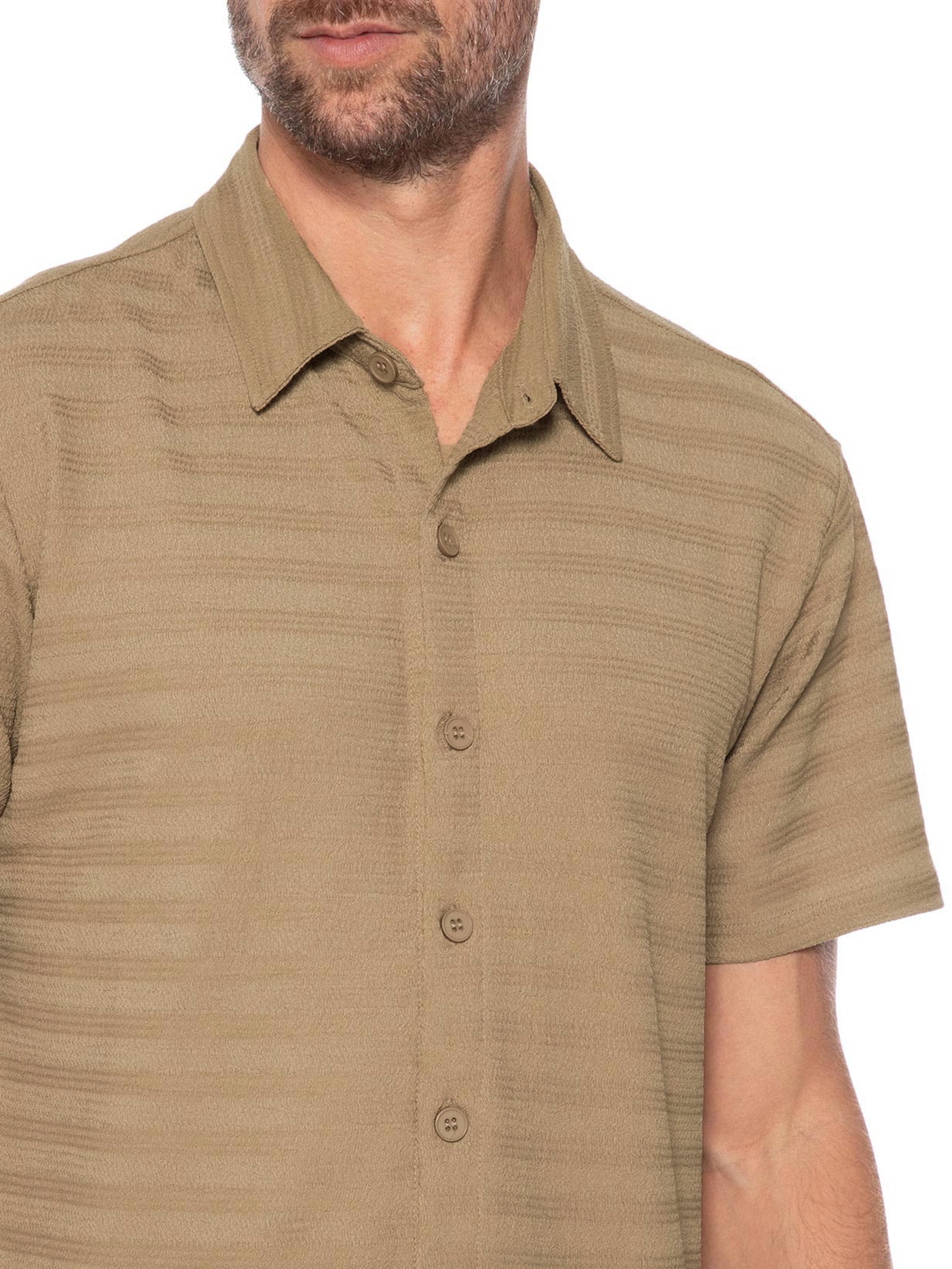 Camisa Masculina Texturizada Marrom Basiq Men