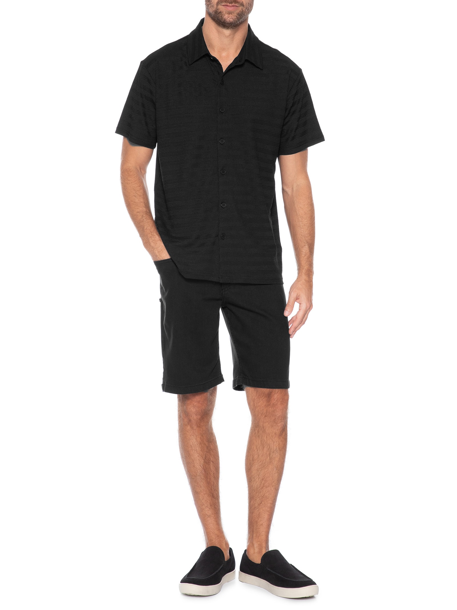 Camisa Masculina Texturizada Preto Basiq Men