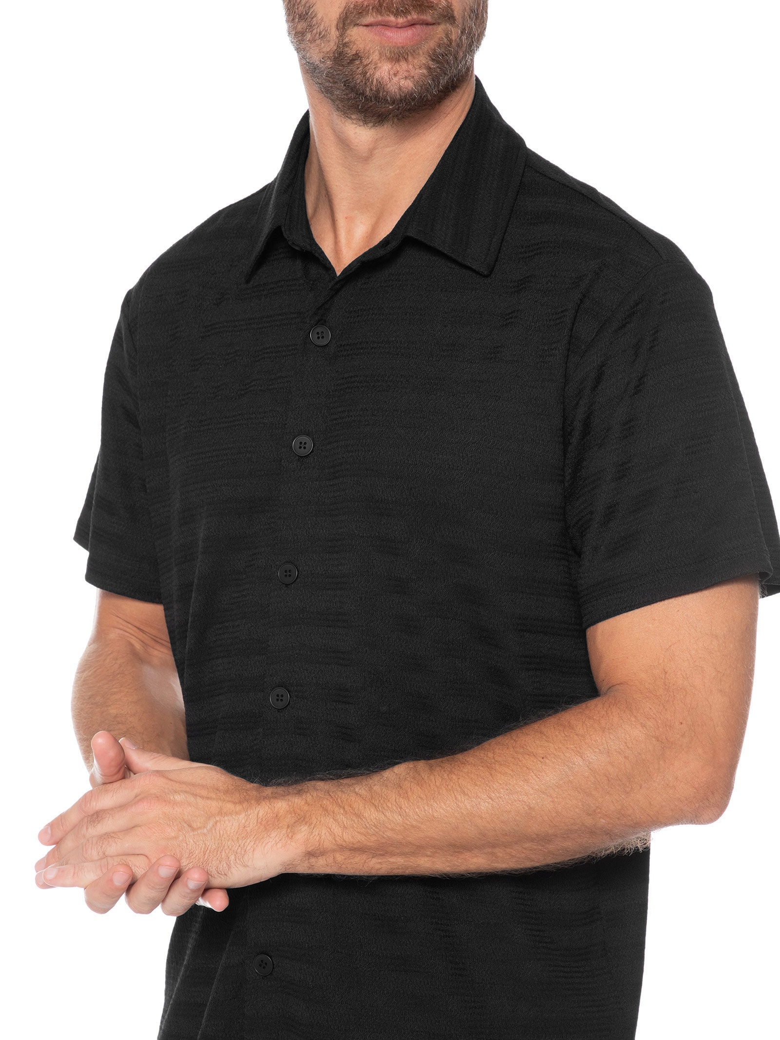 Camisa Masculina Texturizada Preto Basiq Men