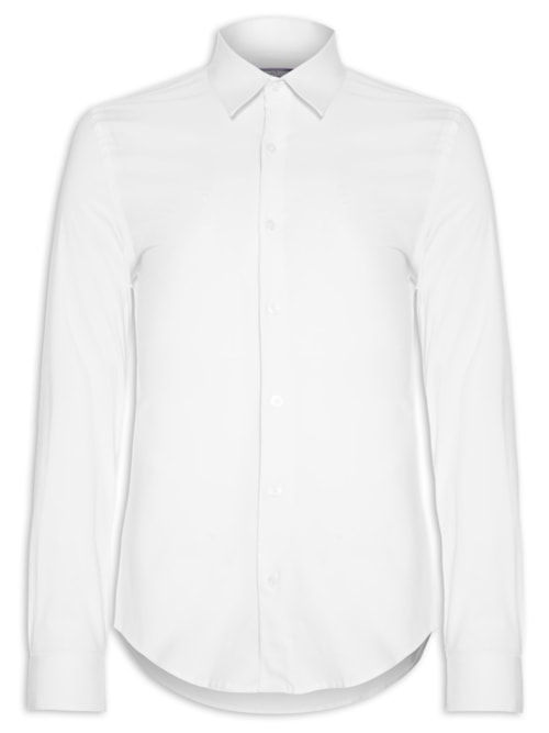 Camisa Masculina Tricoline Elastano – Branco