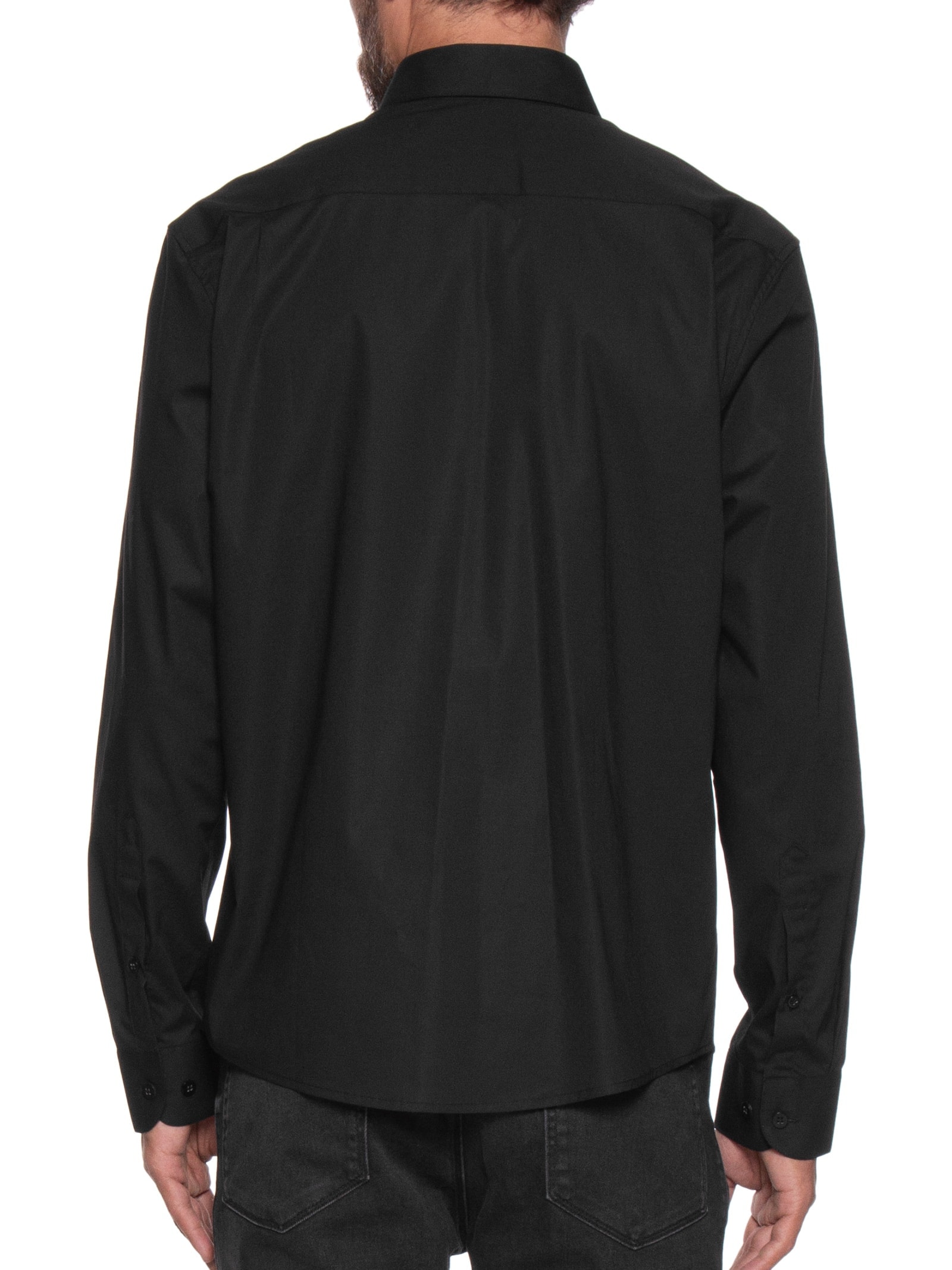 Camisa Masculina Tricoline Ly Slim Irish Preto Ellus