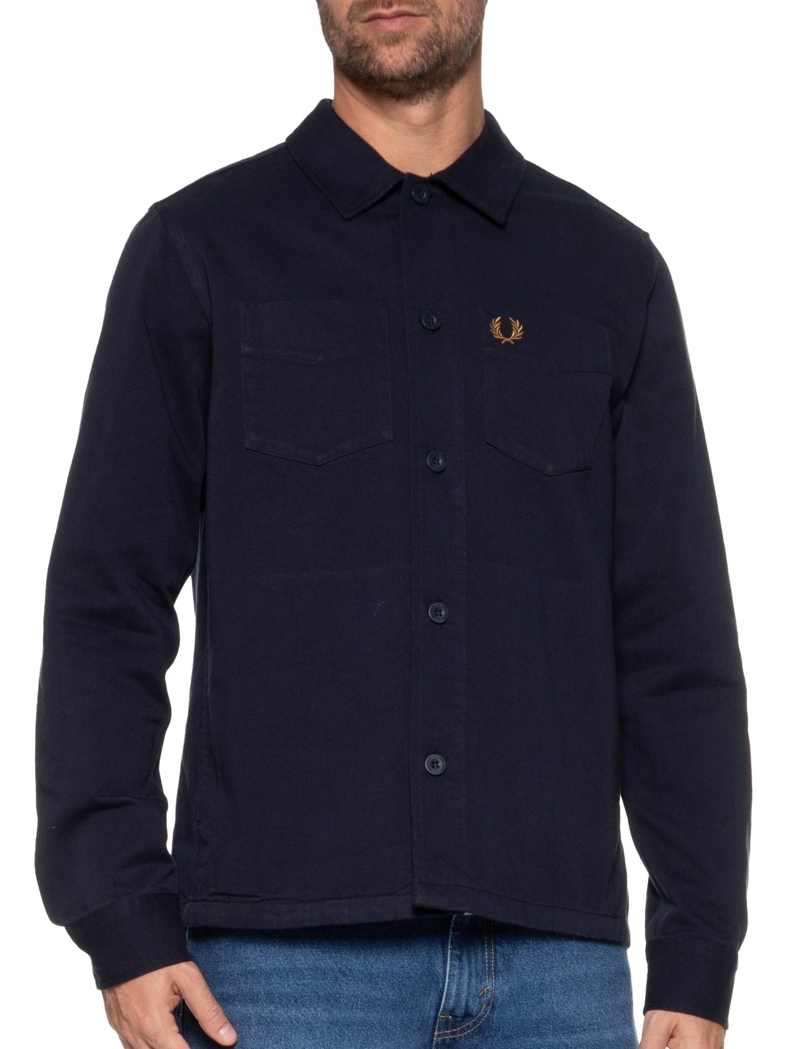 Camisa Masculina Twill Overshirt Azul Fred Perry