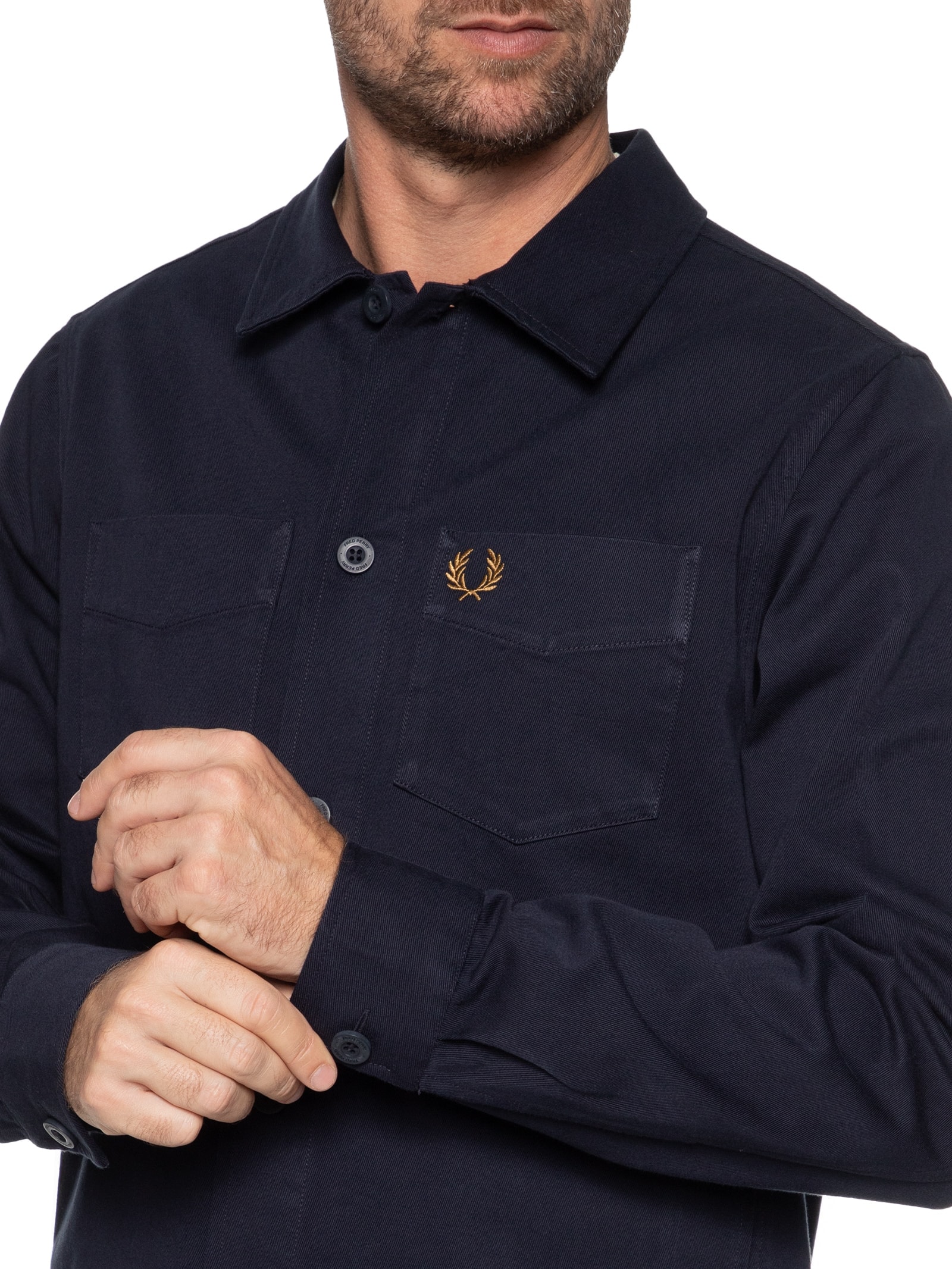 Camisa Masculina Twill Overshirt Azul Fred Perry