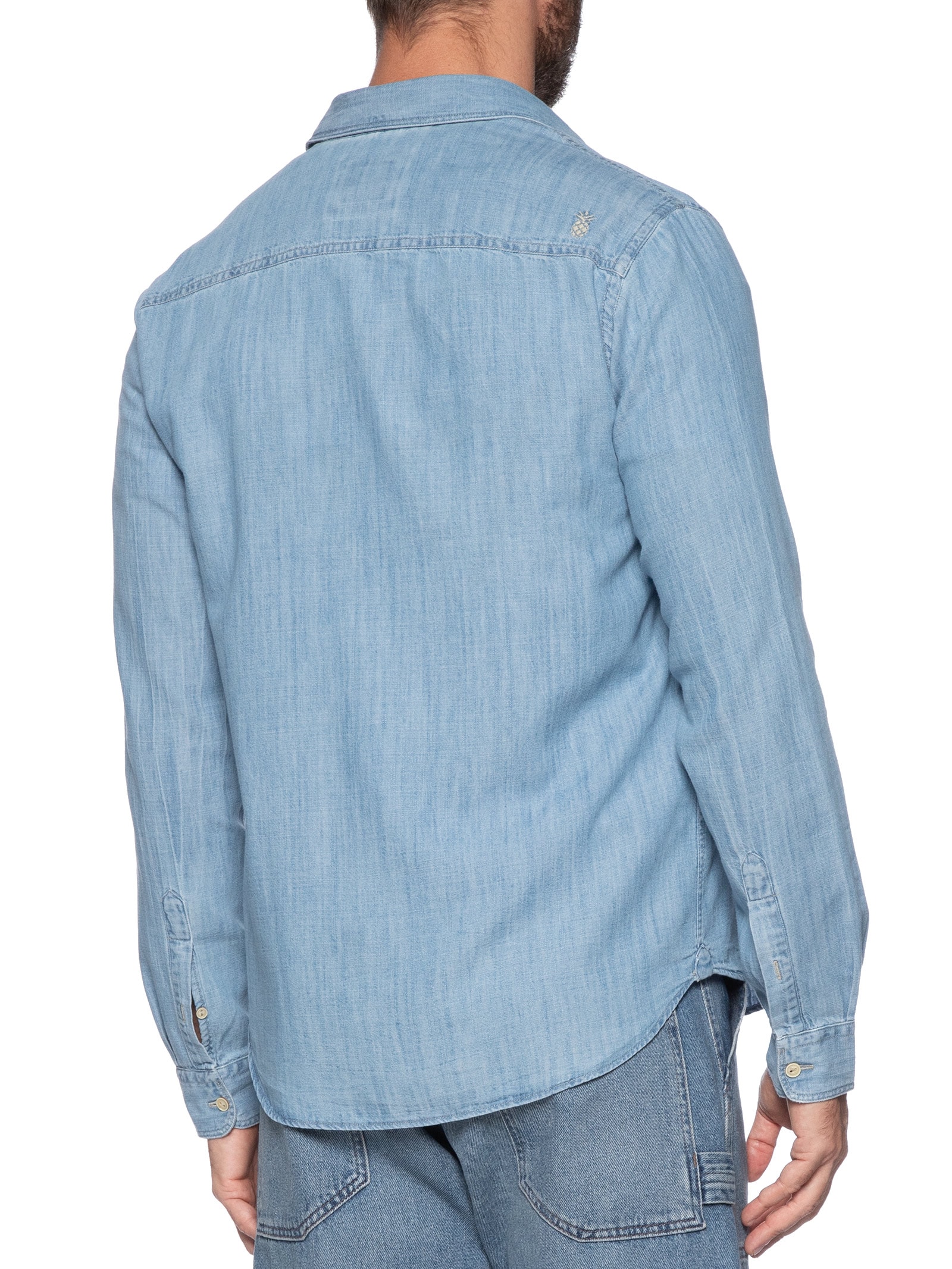 Camisa Masculina Utilitária Denim Azul Pineapple