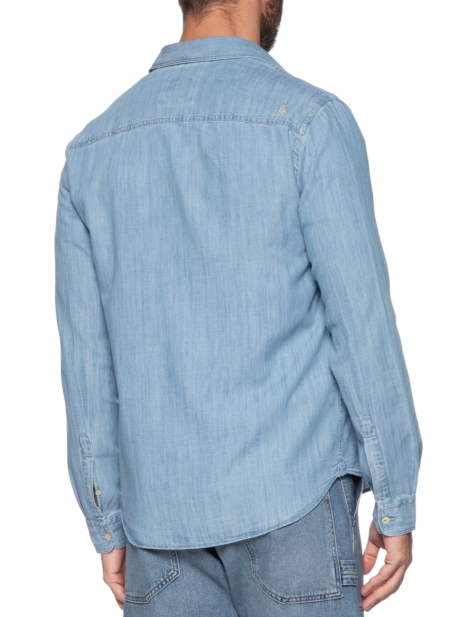 Camisa Masculina Utilitária Denim Azul Pineapple