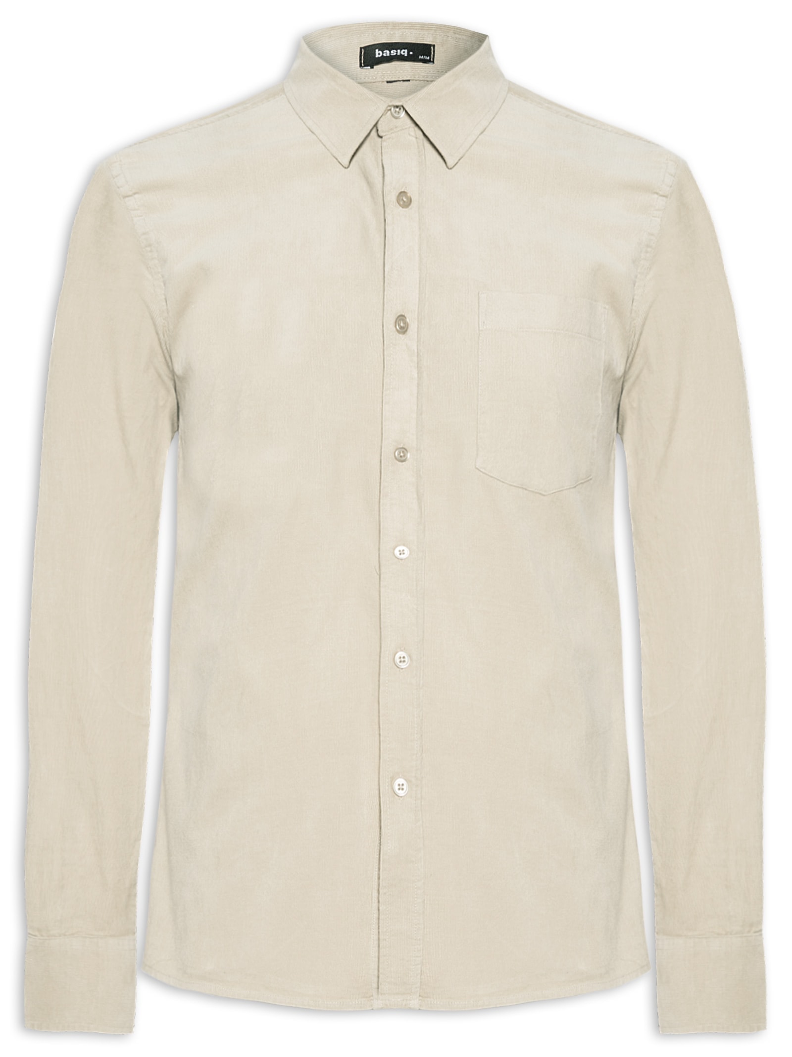 Camisa Masculina Veludo Manga Longa Bege  Basiq Men