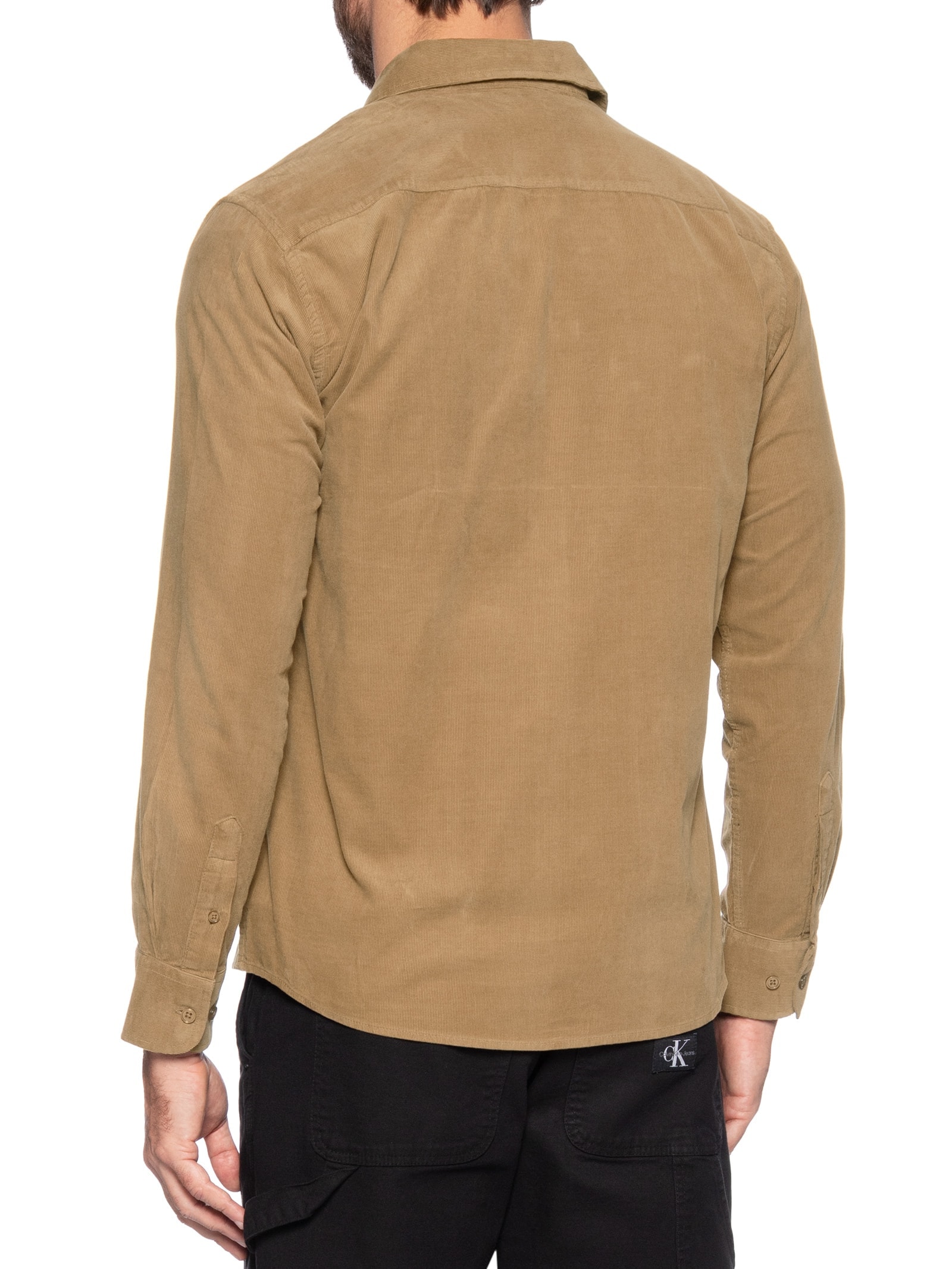 Camisa Masculina Veludo Manga Longa Marrom Basiq Men