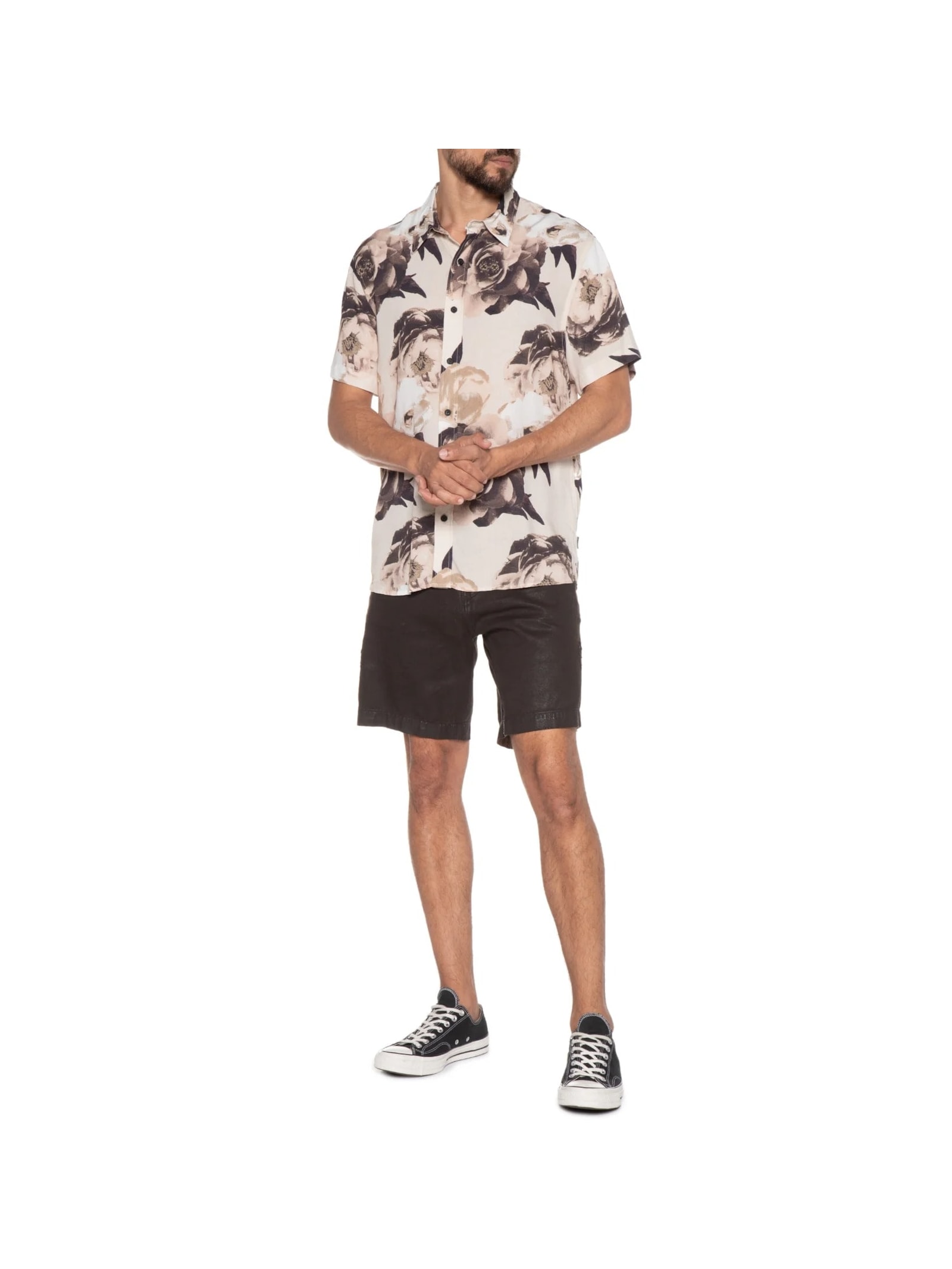 Camisa Masculina Vintage Rose Bege John John