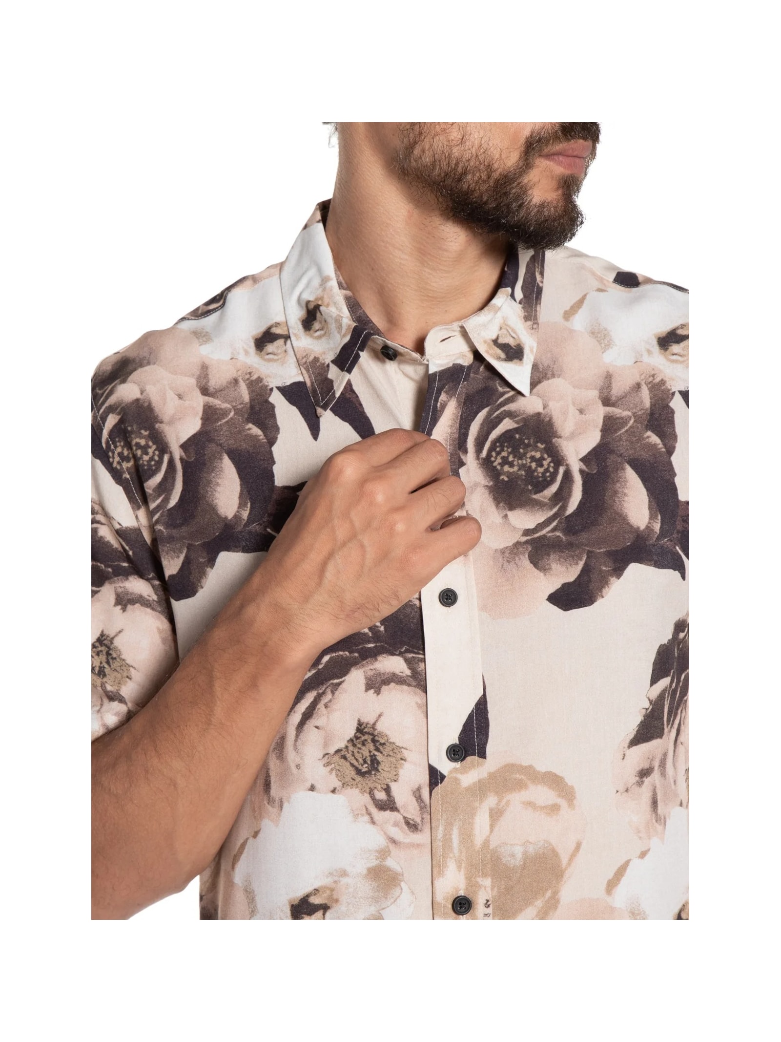 Camisa Masculina Vintage Rose Bege John John