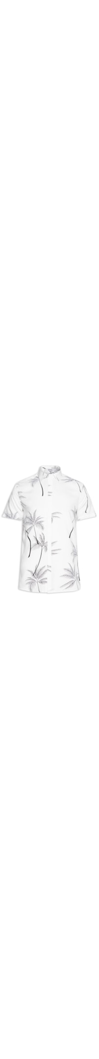 Camisa Masculina Viscose Estampa Coqueiro - Branco