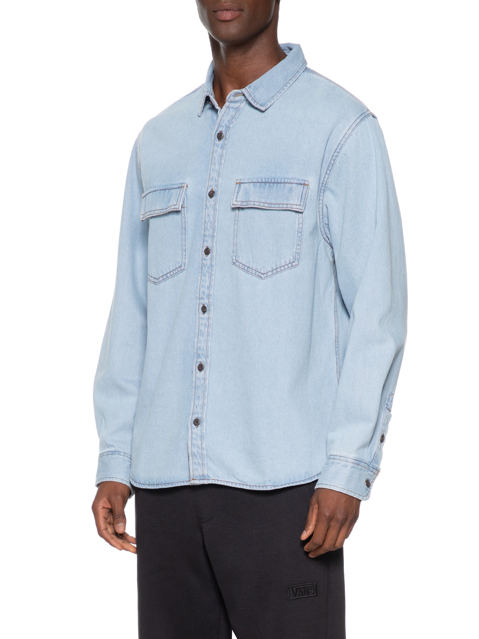 Vans Camisa Masculina Woven Faded Denim Azul