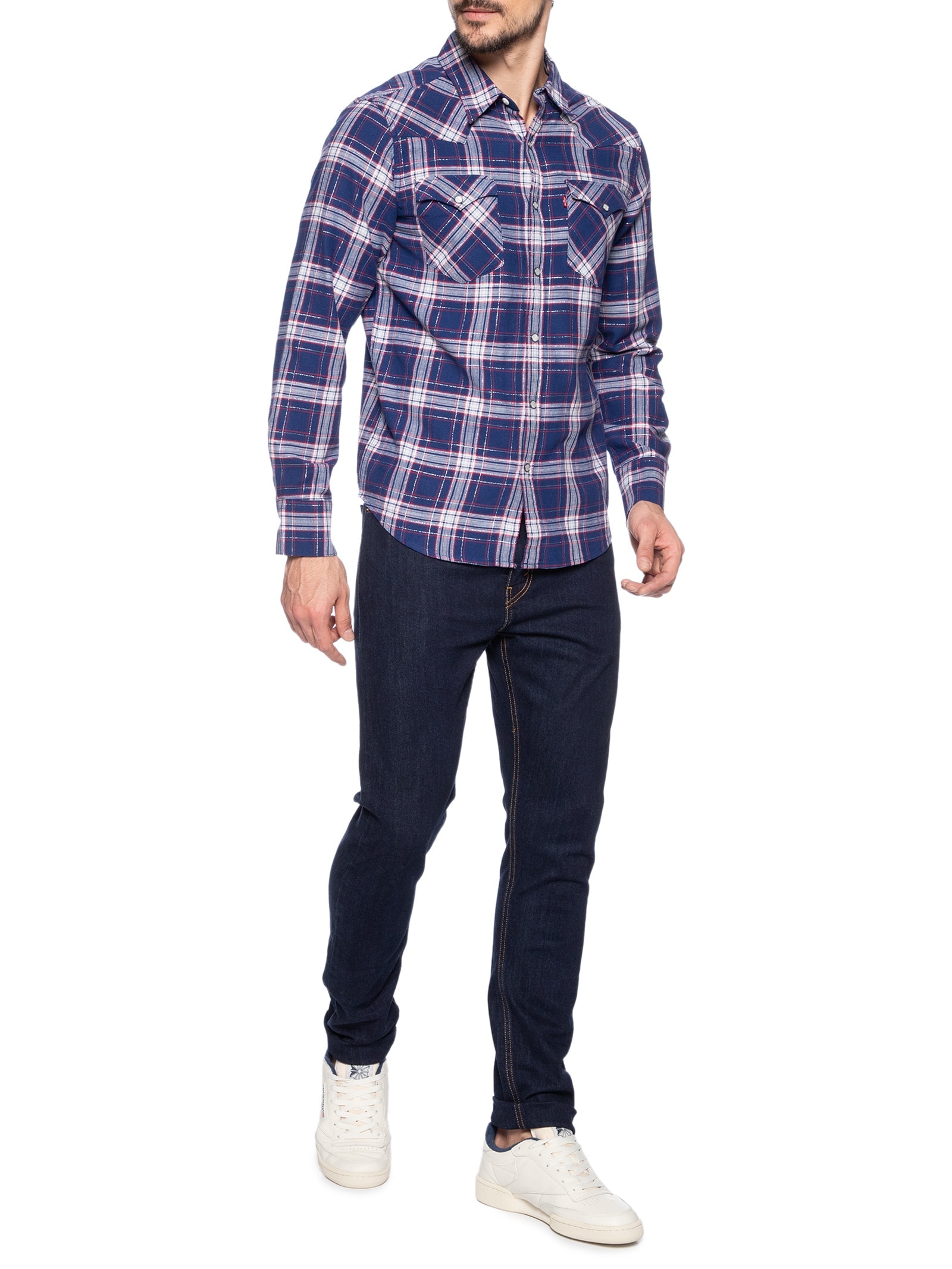 Camisa Masculina Xadrez Barstow Western Azul Levi's