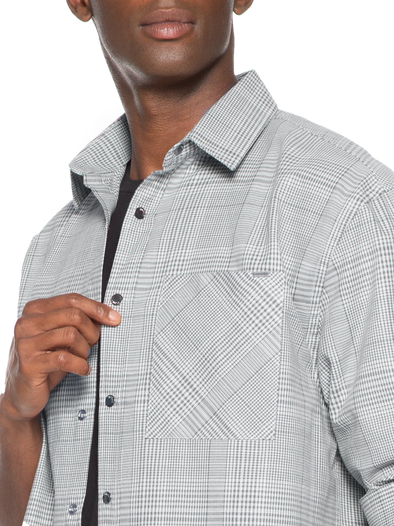 Camisa Masculina Xadrez Chelsea Cinza Forum