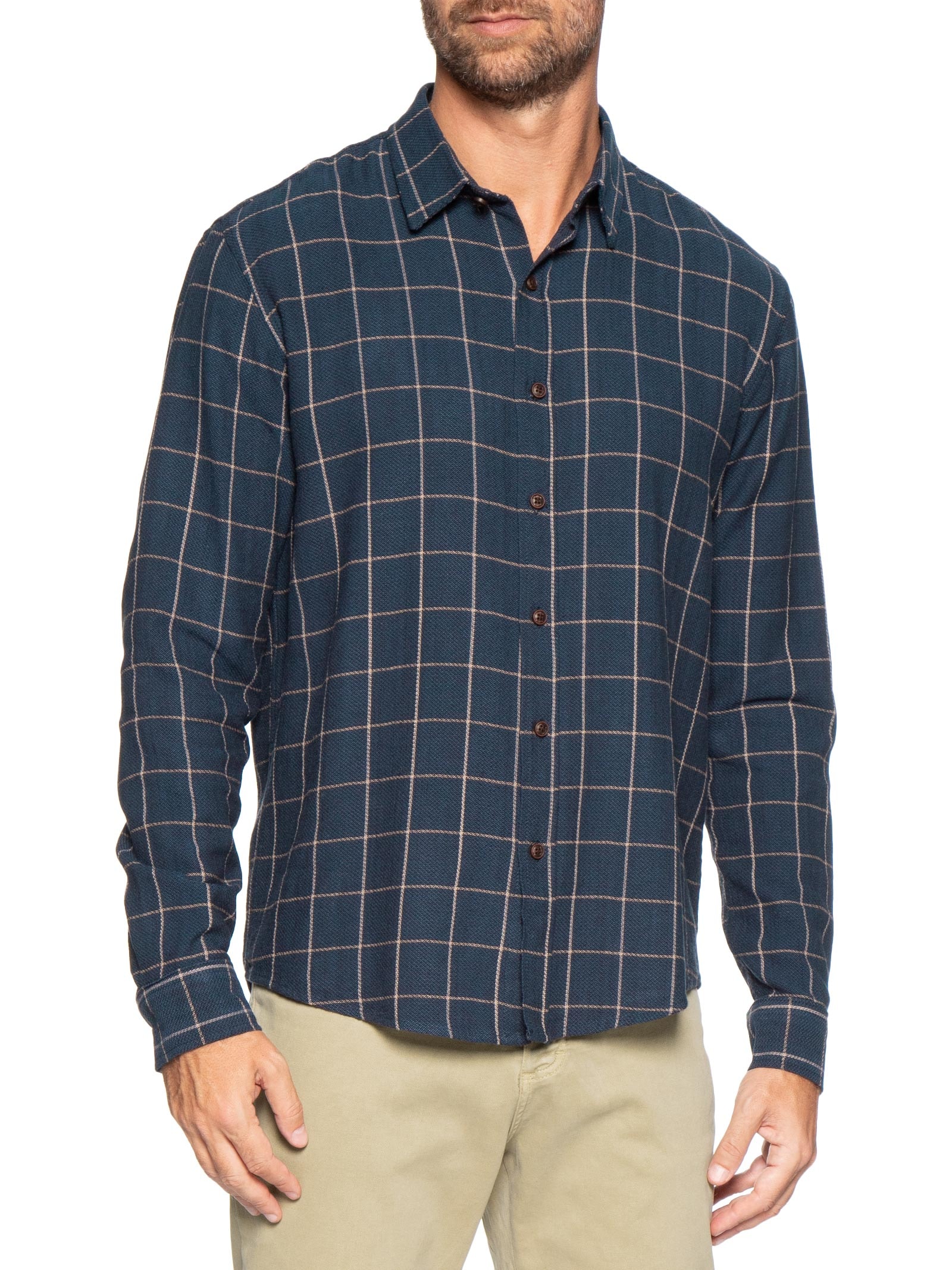 Camisa Masculina Xadrez Colorado Azul Austral