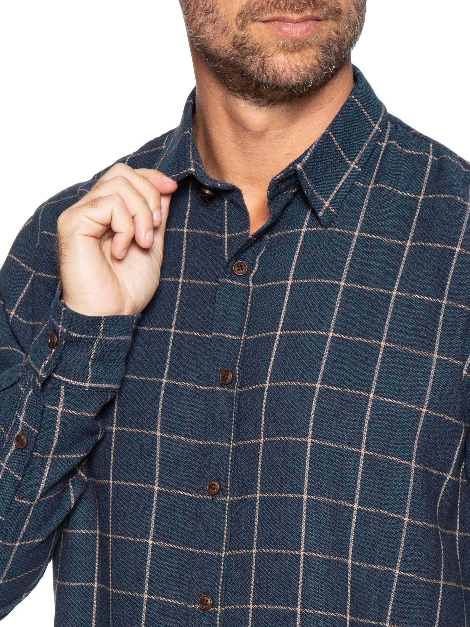 Camisa Masculina Xadrez Colorado Azul Austral